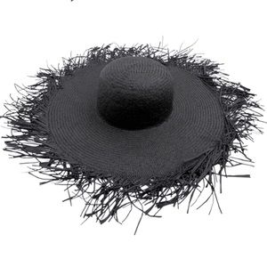 Oversized Wide Brim Handwoven Foldable Beach Black Straw Hat *HIT OF THE SHOW*